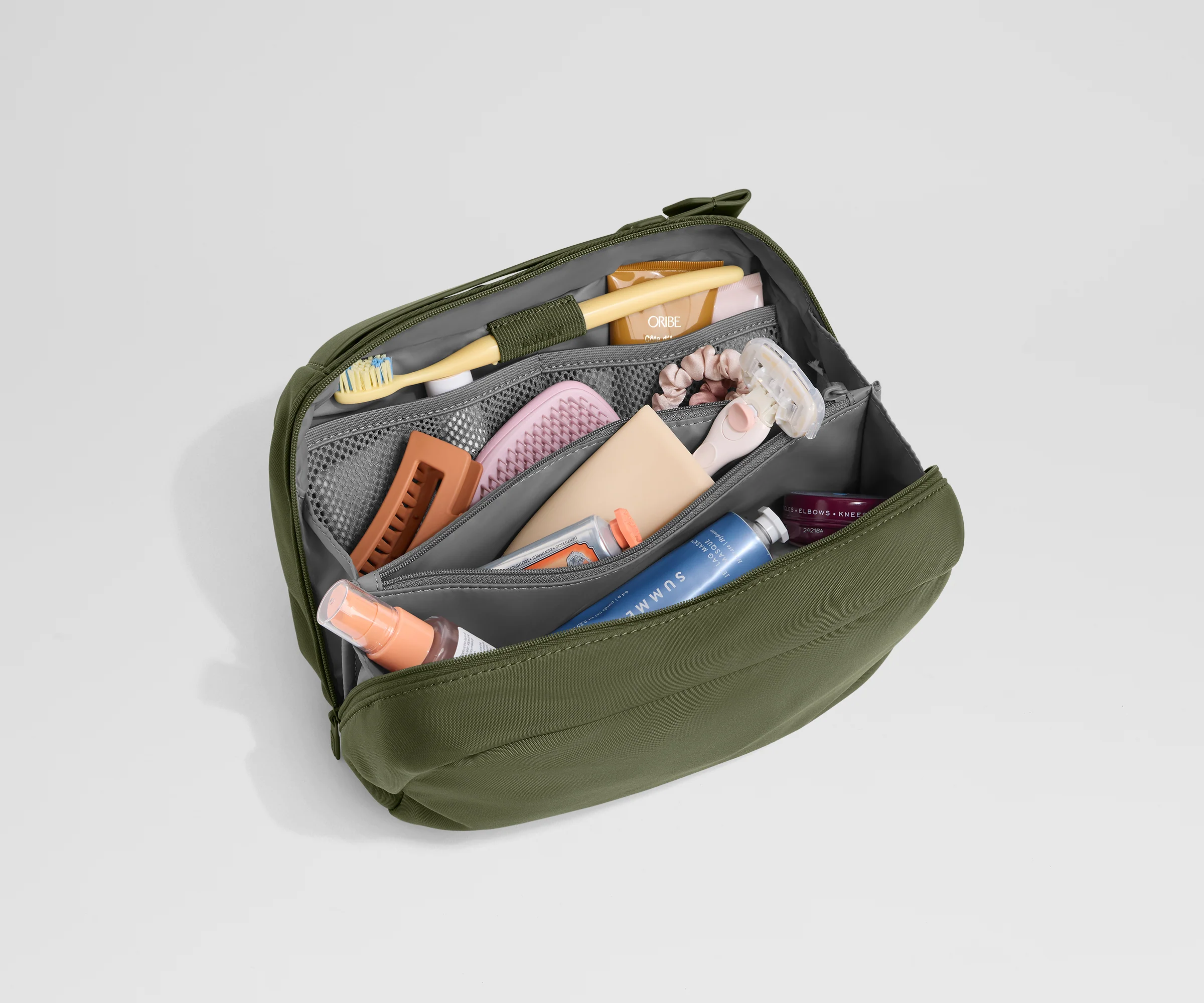 Large Toiletry Bag in Olive Green